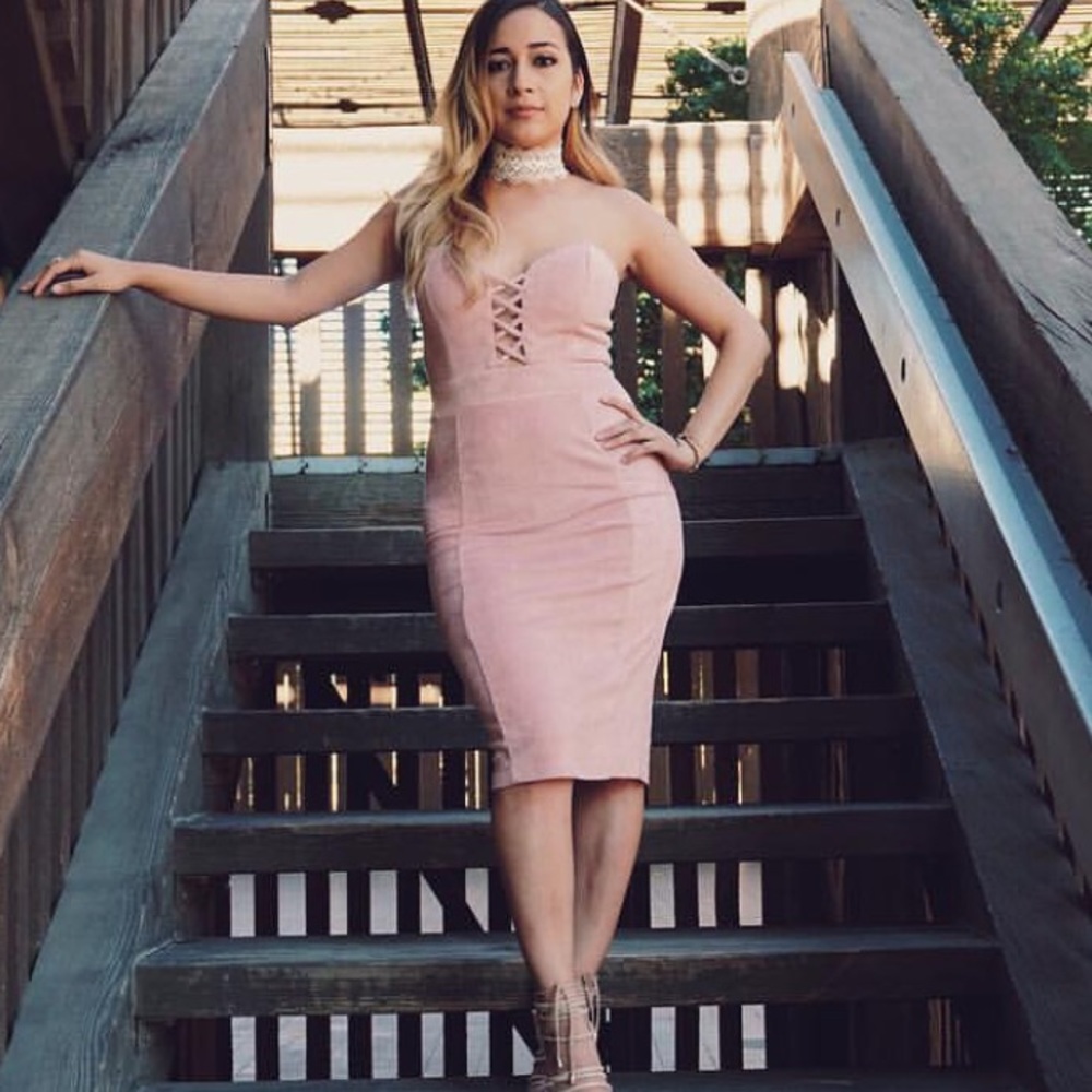 Pink suede dress Size S